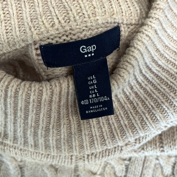 4/$25 SALE GAP Cream Cableknit Mock Neck Cozy Mixed Media Chunky Knit Sweater - Picture 4 of 7